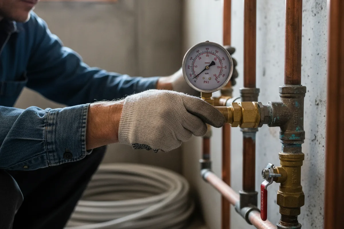 Pressure testing a repaired line during Water Line Repair in Darien